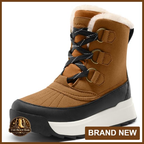 Women's Winter Snow Boots Faux Fur Collar Microfleece Lining Anti-Slip Sole